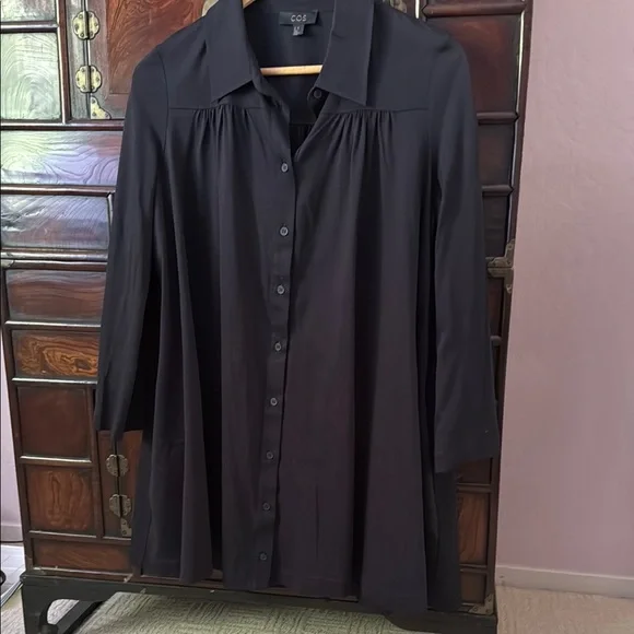 COS | Dresses | Cos Deep Navy Cotton Buttonup Aline Minidress | Poshmark